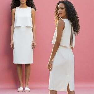 Rag & Bone Women’s Midi Eliza White Sheath Dress Sleeveless Design In Size XS